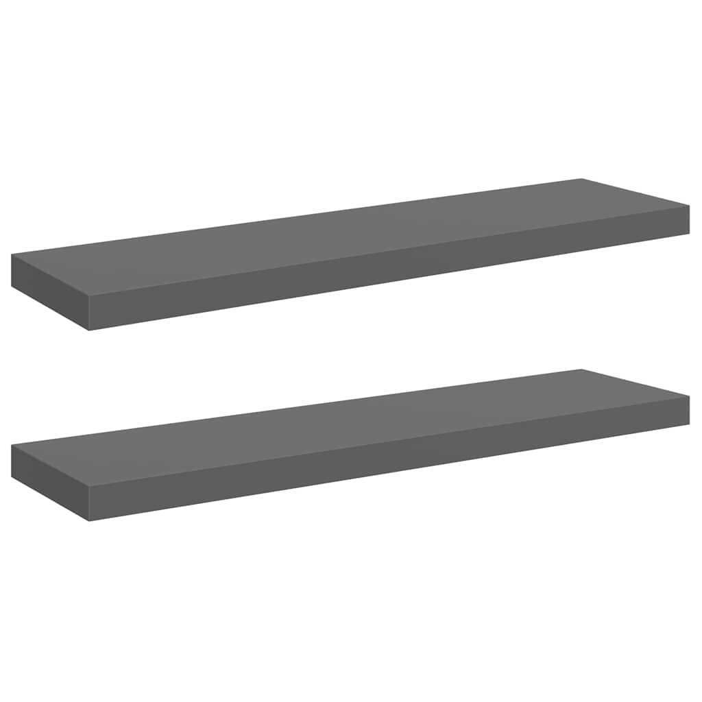 vidaXL Wall Shelf | Set of 2 | High gloss grey | Honeycomb MDF, metal 2