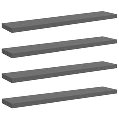 vidaXL Wall Shelf | Set of 4 | High gloss grey | Honeycomb MDF, metal 2