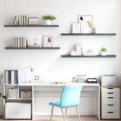 vidaXL Wall Shelf | Set of 4 | High gloss grey | Honeycomb MDF, metal 3