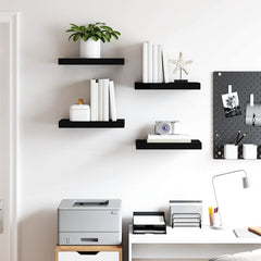 vidaXL Floating Wall Shelves 4 pcs Black 40x23.5x3.8 cm MDF 3