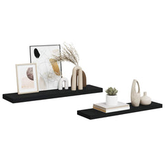vidaXL Wall Shelf | Set of 2 | Black | Honeycomb MDF, Metal | Wall mounting 5