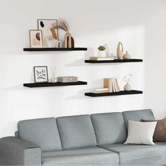 Floating Wall Shelves 90x23.5x3.8 cm MDF 4 pcs Black