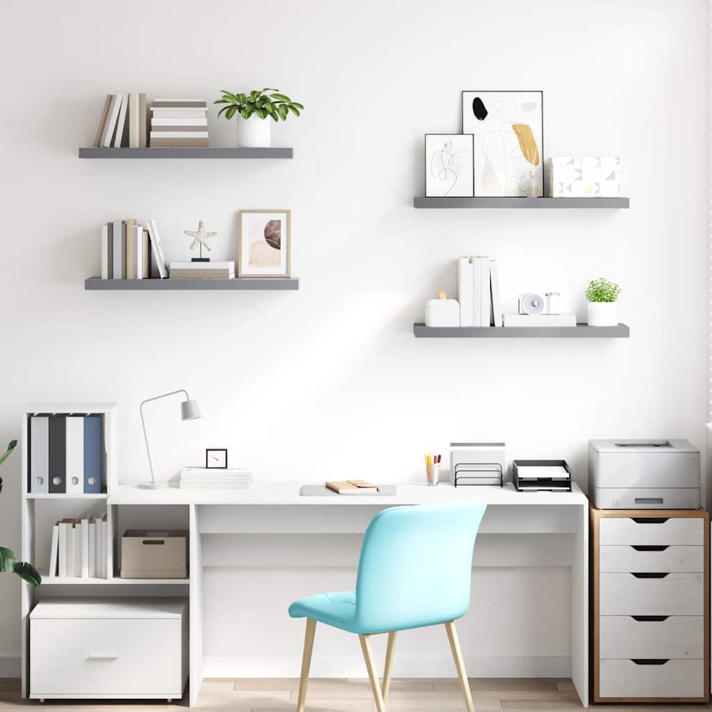 vidaXL Wall Shelf | Set of 4 | Grey | Honeycomb MDF, metal | 80 x 23.5 cm 3