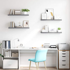 vidaXL Wall Shelf | Set of 4 | Grey | Honeycomb MDF, metal | 80 x 23.5 cm 3