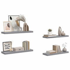 vidaXL Wall Shelf | Set of 4 | Grey | Honeycomb MDF, metal | 80 x 23.5 cm 5