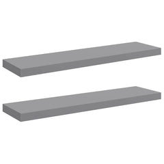 vidaXL Wall Shelf | Set of 2 | Grey | Honeycomb MDF, metal frame | Large 2