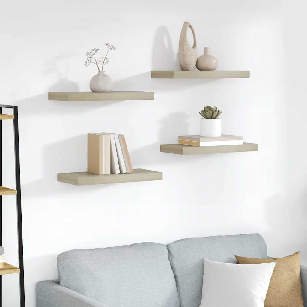vidaXL Floating Wall Shelves 4 pcs Oak 50x23x3.8 cm MDF 1
