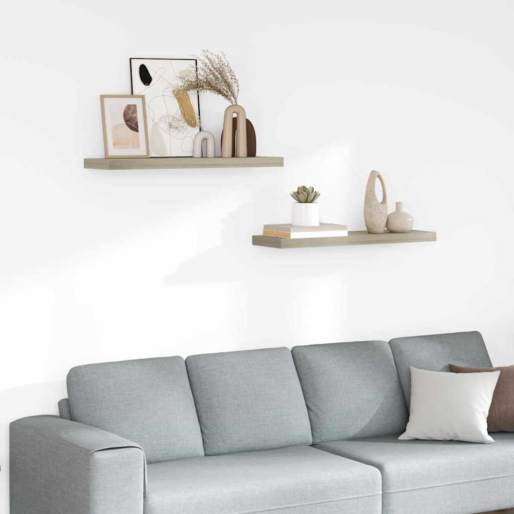 vidaXL Wall Shelf | Set of 2 | Oak | Honeycomb MDF, metal | 80x23.5x3.8 cm 1