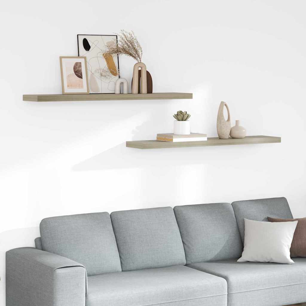 vidaXL Wall Shelf | Set of 2 | Oak | Honeycomb MDF, metal | Medium | Wall Shelf 1