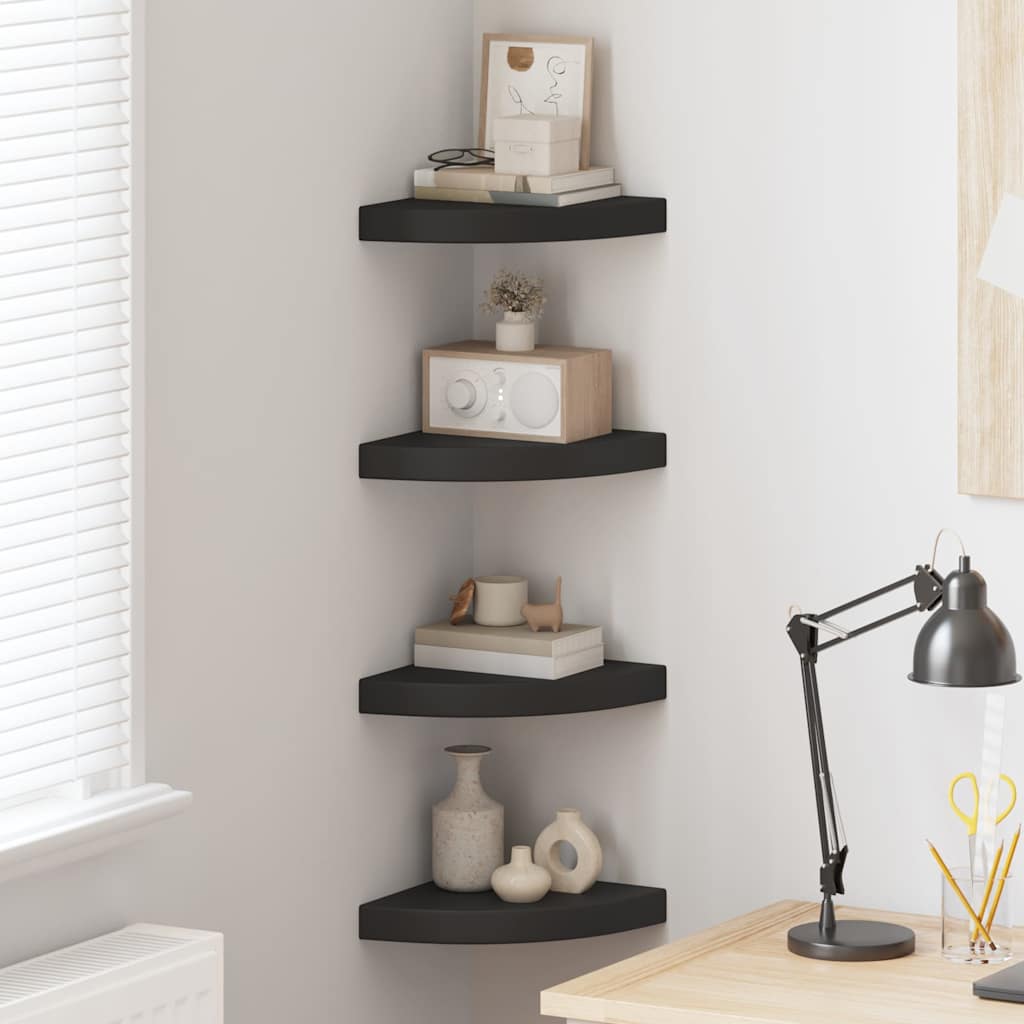 vidaXL Corner Shelf |  Set of 4 | Black | Honeycomb MDF, metal | Medium 1