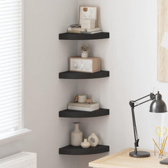 vidaXL Corner Shelf |  Set of 4 | Black | Honeycomb MDF, metal | Medium 1