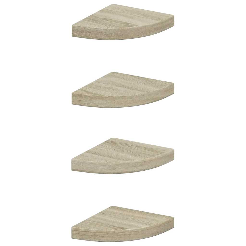 vidaXL Corner Shelf | Set of 4 | Oak | Honeycomb MDF | 25 cm | Corner Shelf 2