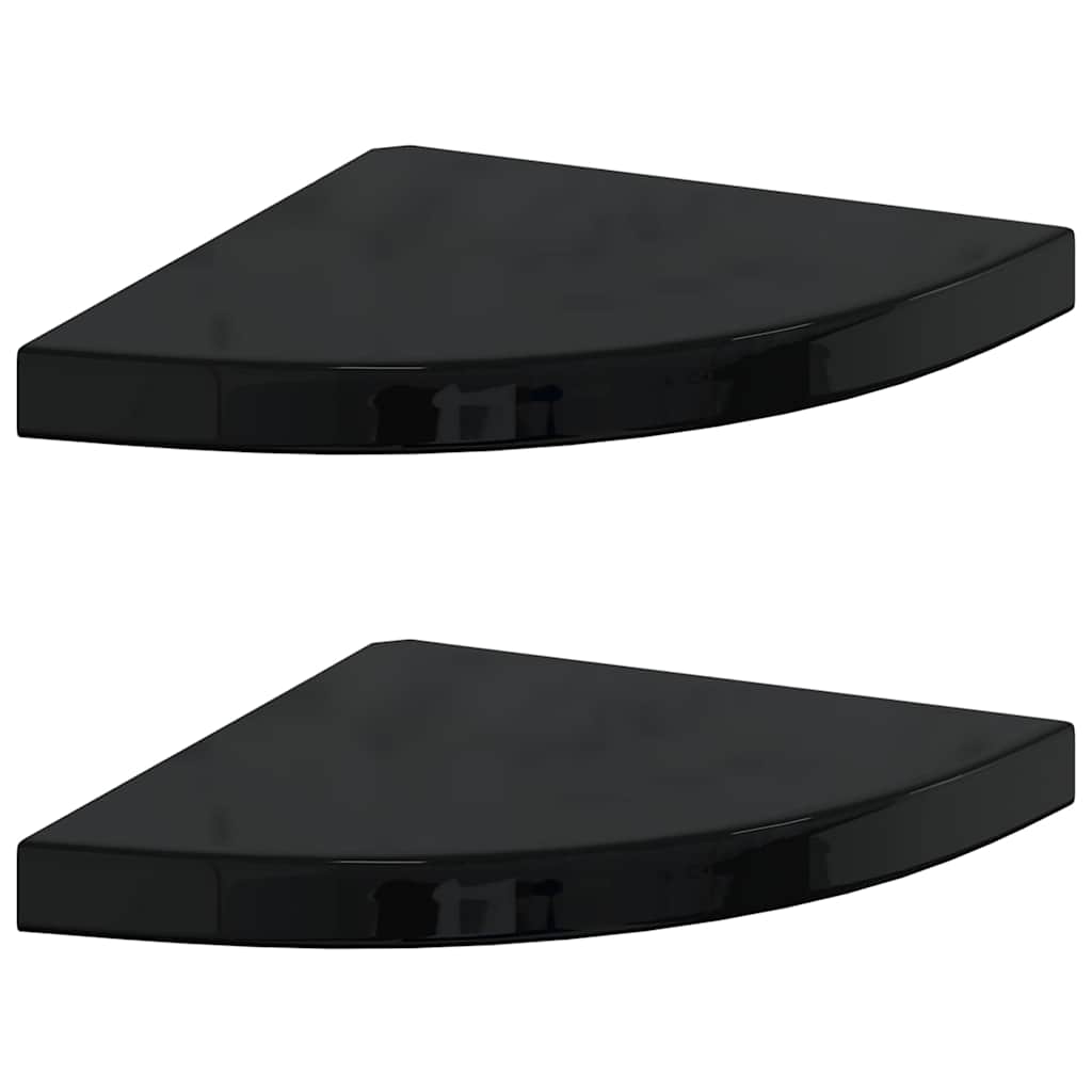 vidaXL Corner Shelf | Set of 2 | High Gloss Black | Honeycomb MDF, Metal 2
