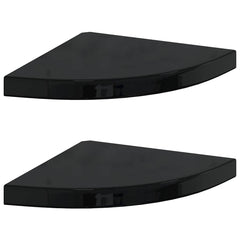 vidaXL Corner Shelf | Set of 2 | High Gloss Black | Honeycomb MDF, Metal 2