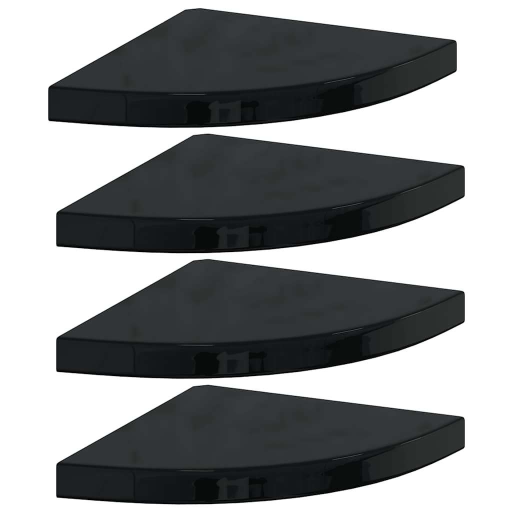 vidaXL Corner Shelf | Set of 4 | High gloss black | Honeycomb MDF, metal 2