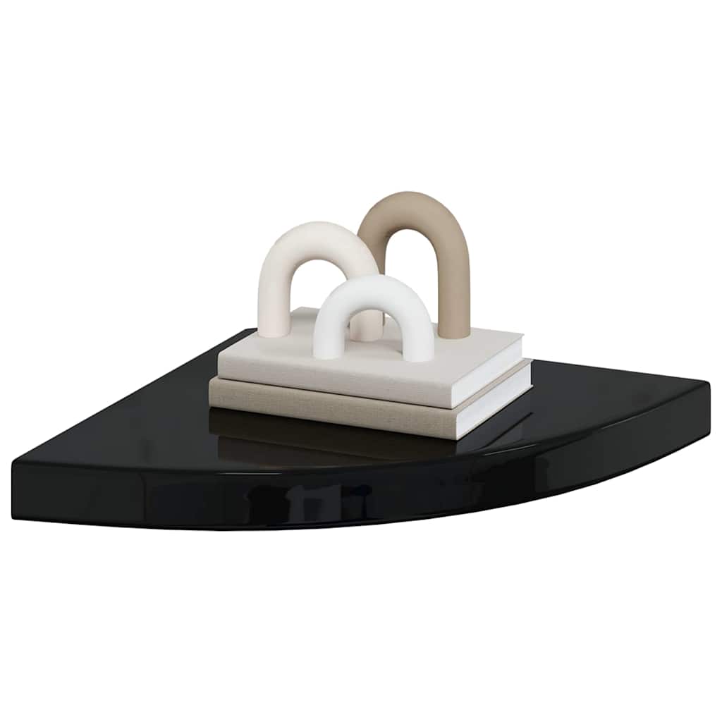 vidaXL Corner Shelf | Set of 4 | High gloss black | Honeycomb MDF, metal 4