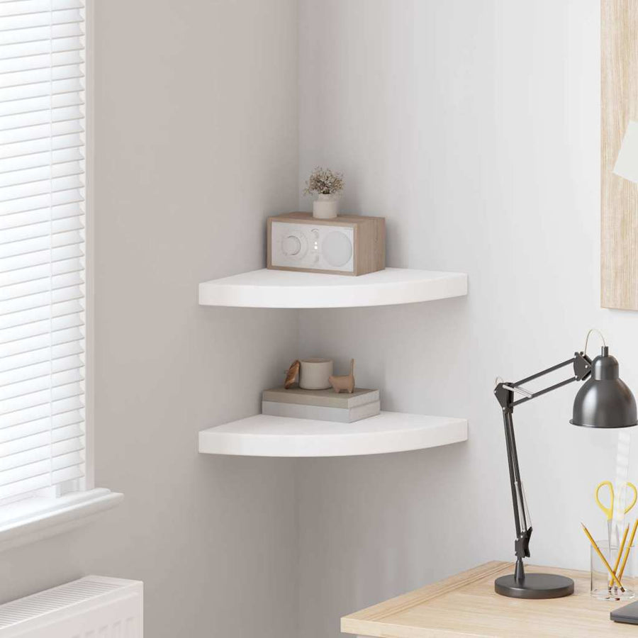 323917 vidaXL Floating Corner Shelves 2 pcs White 35x35x3,8 cm MDF 1