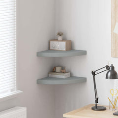 vidaXL Corner Shelf |  Set of 2 | Grey | Honeycomb MDF, metal | Small 1