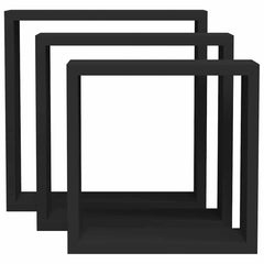vidaXL Wall Cube Shelf | Set of 3 | Black | MDF | Large, Medium, Small 5