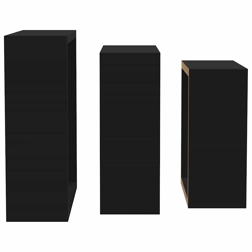 vidaXL Wall Cube Shelf | Set of 3 | Black | MDF | Large, Medium, Small 6