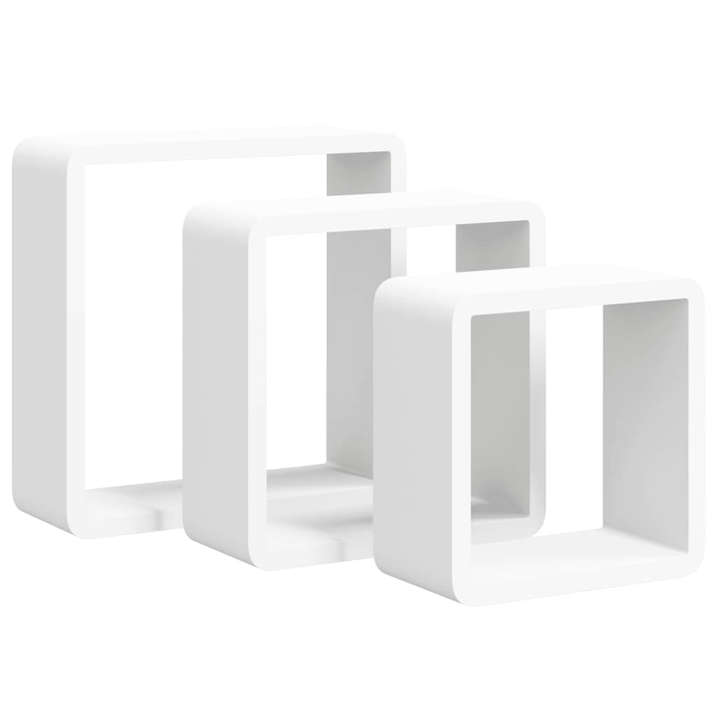 vidaXL Wall Cube Shelf | Set of 3 | White | MDF | Small, Medium, Large 2