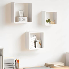 vidaXL Wall Cube Shelf | Set of 3 | White | MDF | Small, Medium, Large 1