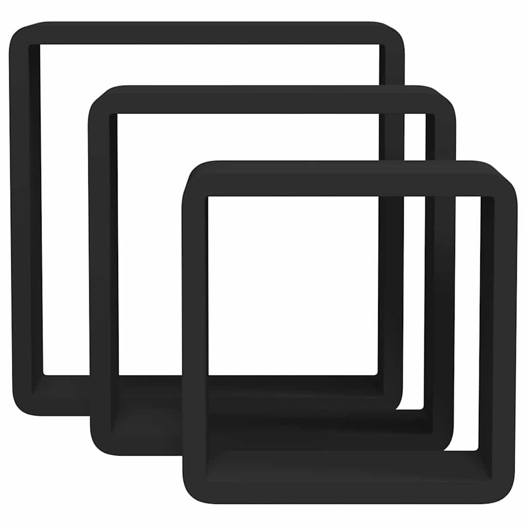 vidaXL Wall Cube Shelf | Set of 3 | Black | MDF | Large, Medium, Small 5