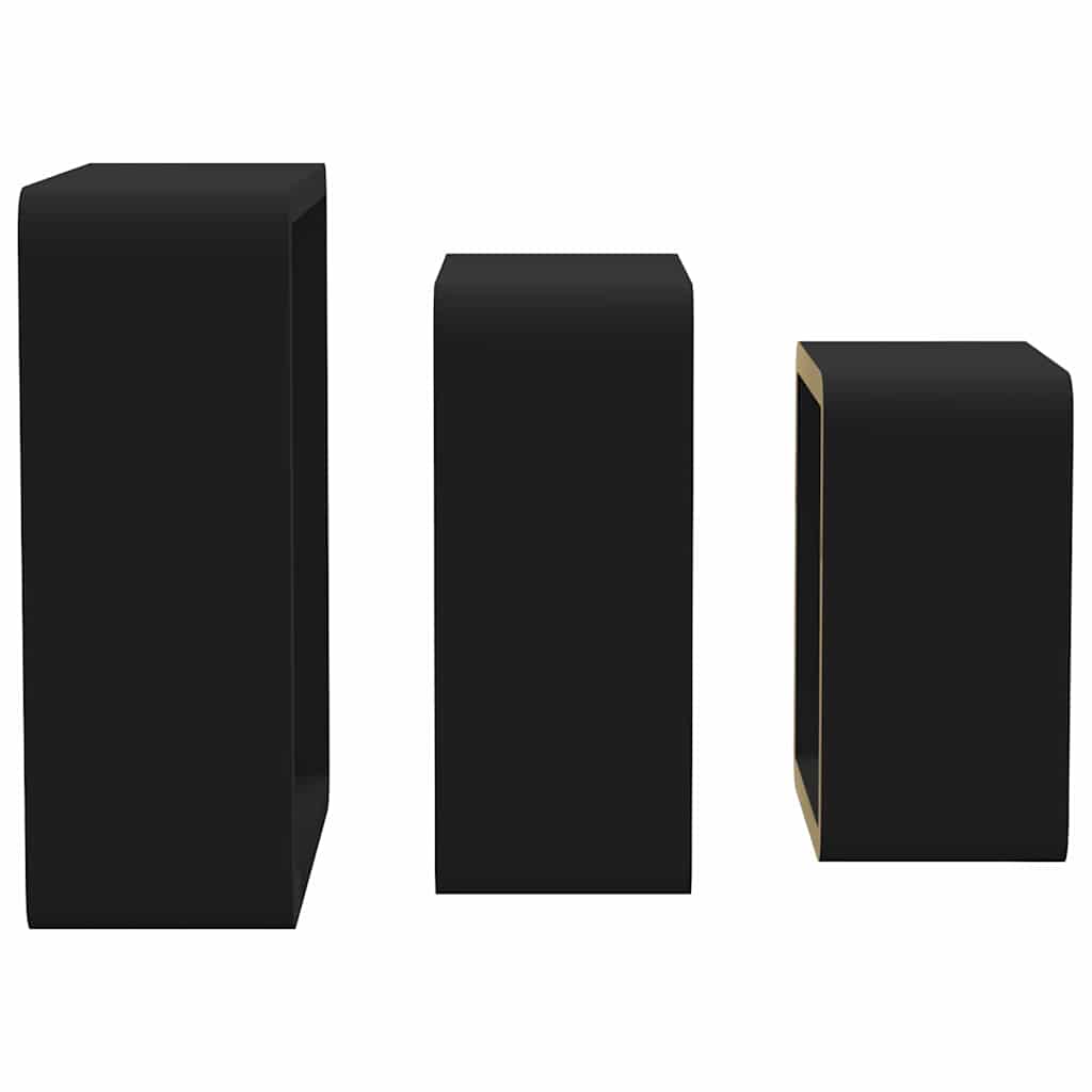 vidaXL Wall Cube Shelf | Set of 3 | Black | MDF | Large, Medium, Small 6
