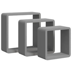 vidaXL Wall Cube Shelf | Set of 3 | Grey | MDF | Small | Appealing Design 2