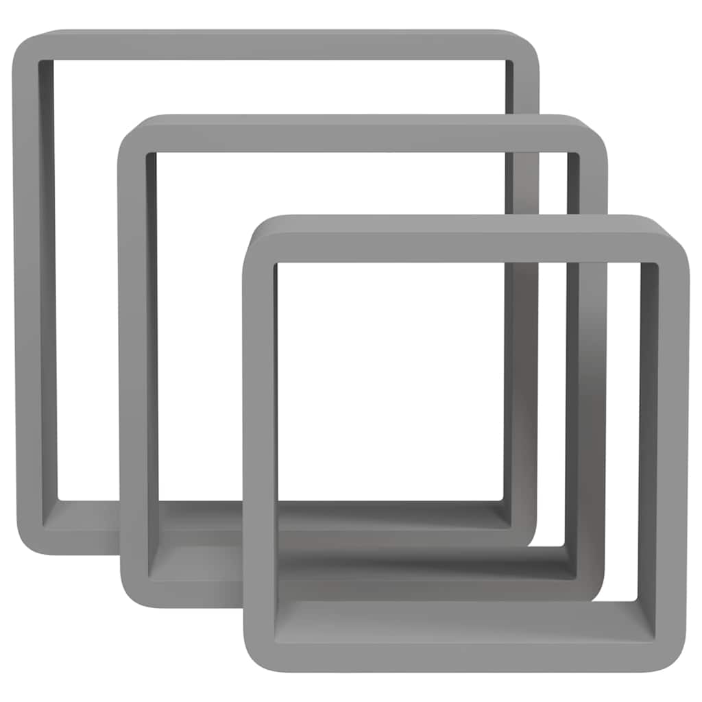vidaXL Wall Cube Shelf | Set of 3 | Grey | MDF | Small | Appealing Design 5