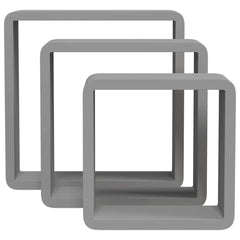 vidaXL Wall Cube Shelf | Set of 3 | Grey | MDF | Small | Appealing Design 5
