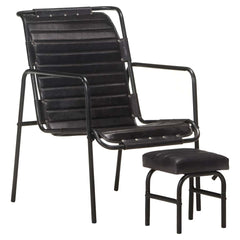 vidaXL Relaxing Armchair | Black | Real leather | Standard | Footrest | Armchair 2