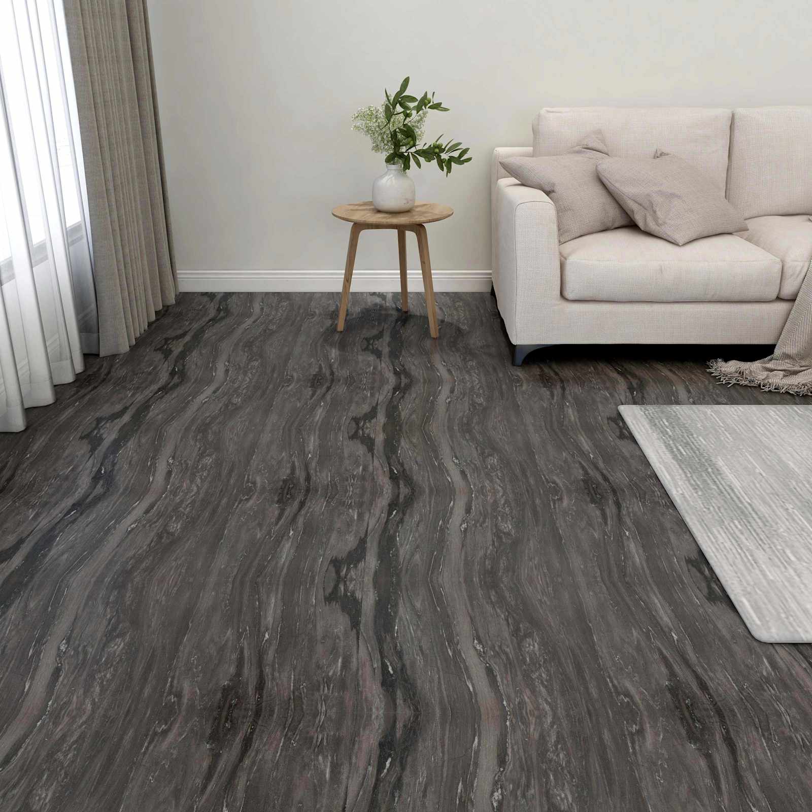 vidaXL Flooring Planks Dark Grey 5.11 m² 55 pcs PVC 1