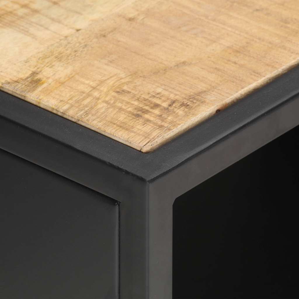 vidaXL Tv Cabinet | Natural Mango Wood, Black Iron 5