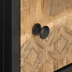 vidaXL Tv Cabinet | Natural Mango Wood, Black Iron 6