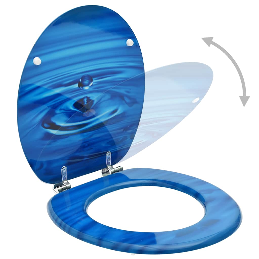 vidaXL WC Toilet Seats with Lid 2 pcs MDF Blue Water Drop Design 2
