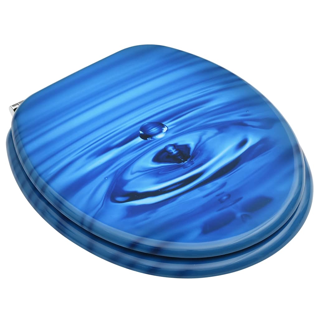 vidaXL WC Toilet Seats with Lid 2 pcs MDF Blue Water Drop Design 3