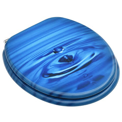 vidaXL WC Toilet Seats with Lid 2 pcs MDF Blue Water Drop Design 3