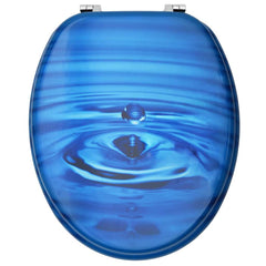 vidaXL WC Toilet Seats with Lid 2 pcs MDF Blue Water Drop Design 5