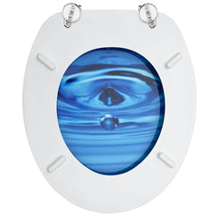 vidaXL WC Toilet Seats with Lid 2 pcs MDF Blue Water Drop Design 6