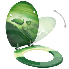 vidaXL WC Toilet Seats with Lid 2 pcs MDF Green Water Drop Design 2