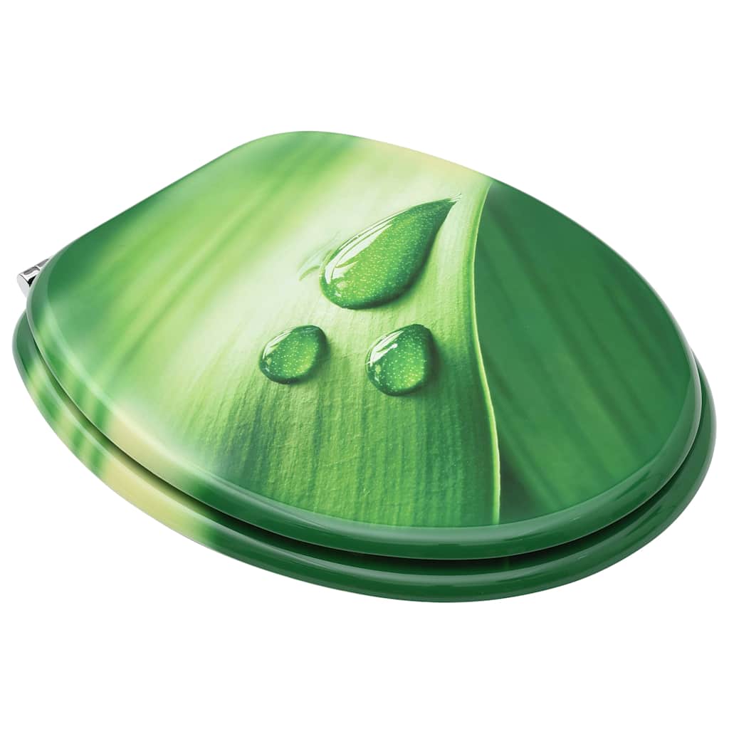 vidaXL WC Toilet Seats with Lid 2 pcs MDF Green Water Drop Design 3