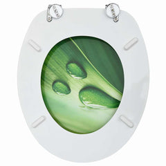 vidaXL WC Toilet Seats with Lid 2 pcs MDF Green Water Drop Design 6