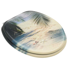 vidaXL WC Toilet Seats with Lid 2 pcs MDF Beach Design 3
