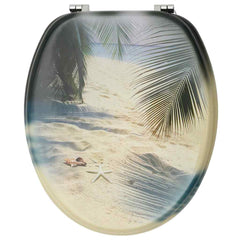 vidaXL WC Toilet Seats with Lid 2 pcs MDF Beach Design 5