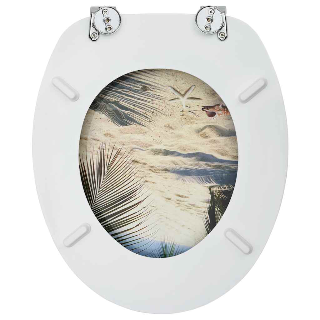 vidaXL WC Toilet Seats with Lid 2 pcs MDF Beach Design 6