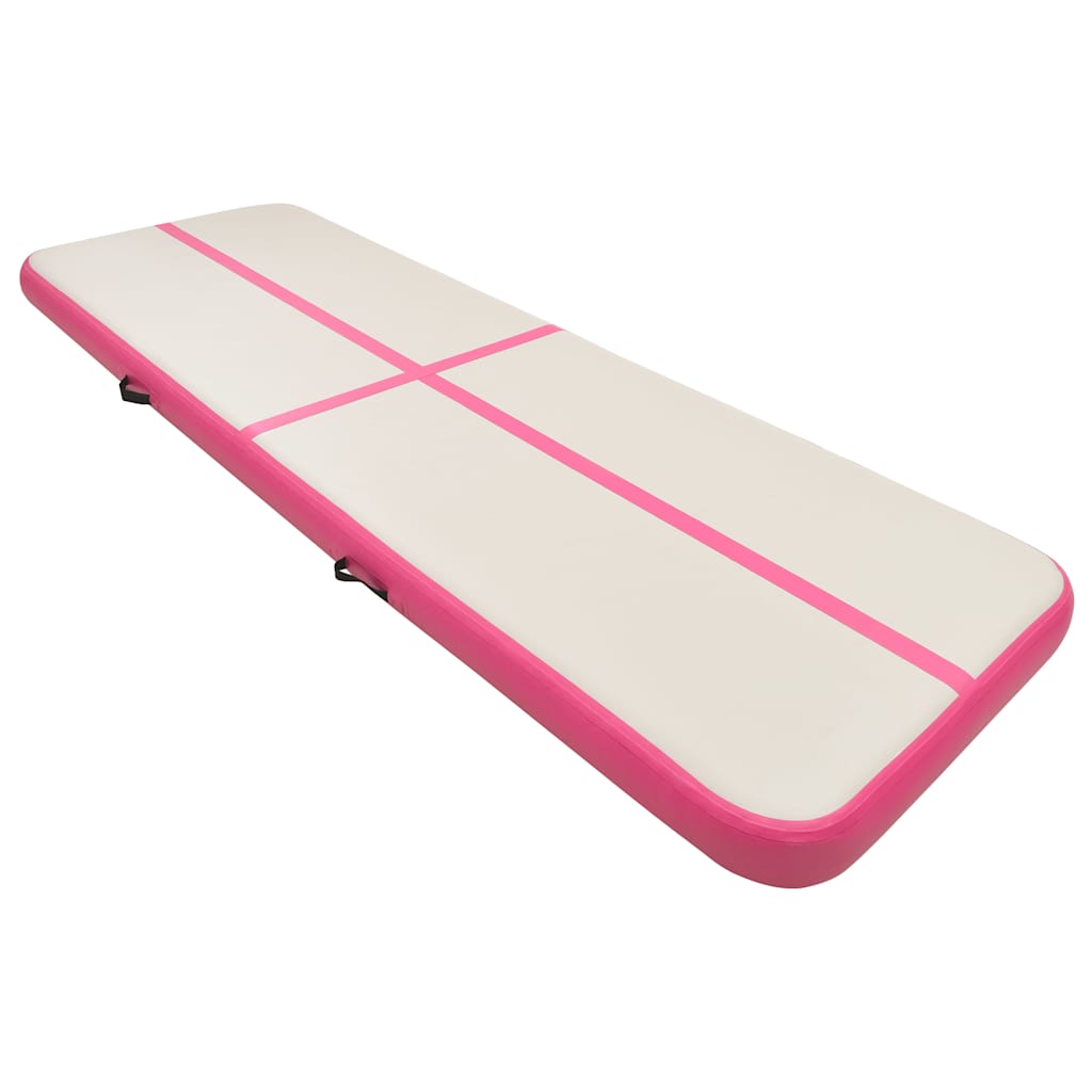 Inflatable Gymnastics Mat with Pump PVC Depth 100 cm Height 15 cm Pink 400 cm