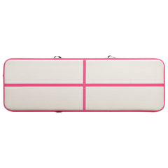 Inflatable Gymnastics Mat with Pump PVC Depth 100 cm Height 15 cm Pink 400 cm