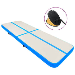 Inflatable Gymnastics Mat with Pump PVC Depth 100 cm Height 15 cm Blue 500 cm