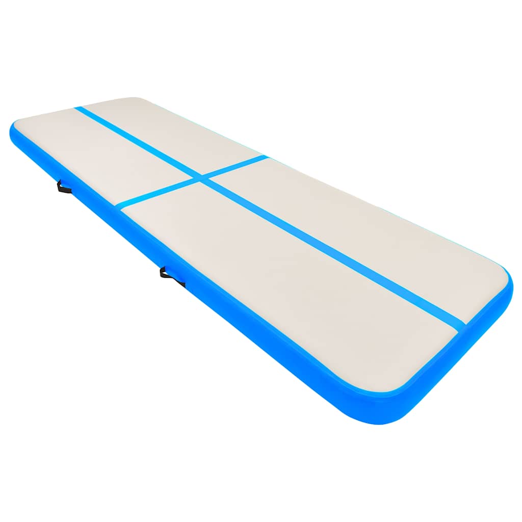 Inflatable Gymnastics Mat with Pump PVC Depth 100 cm Height 15 cm Blue 500 cm